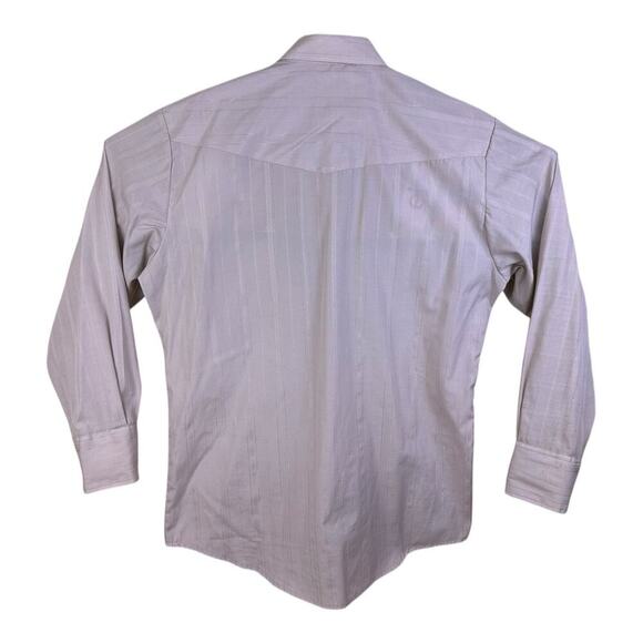 Roper Pearl Snap Shirt Mens Large Cream White 2 Pocket Western Cowboy Rodeo - Picture 7 of 16